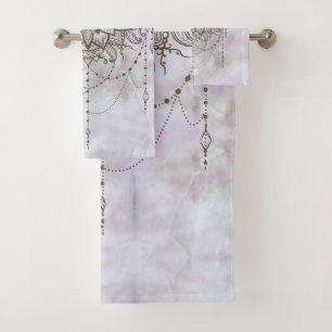 Pink quartz mandala towel set