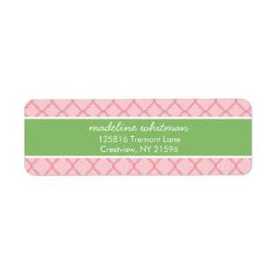 Pink Quatrefoil   Pink and Green Preppy Address