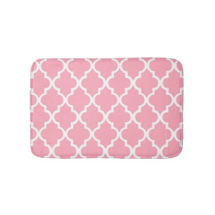 Pink Quatrefoil Tiles Pattern Bath Mat