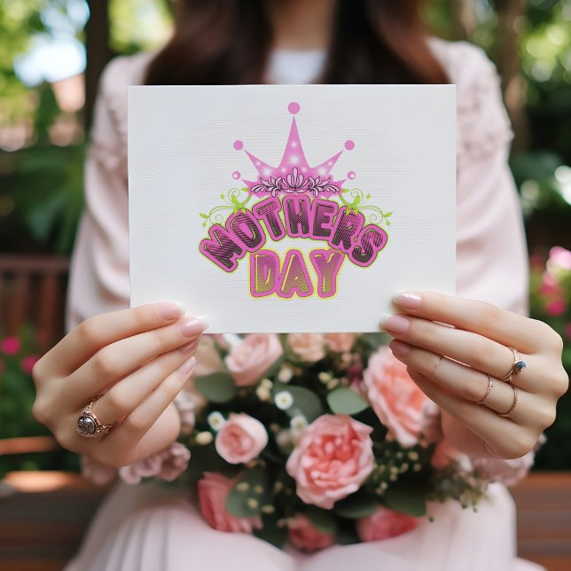 Pink Queen Crown Happy mothers day Postcard (Creator Uploaded)