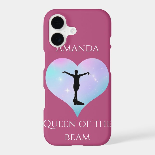 Pink Queen Of The Beam Gymnastics Personalised iPhone Case (Back)