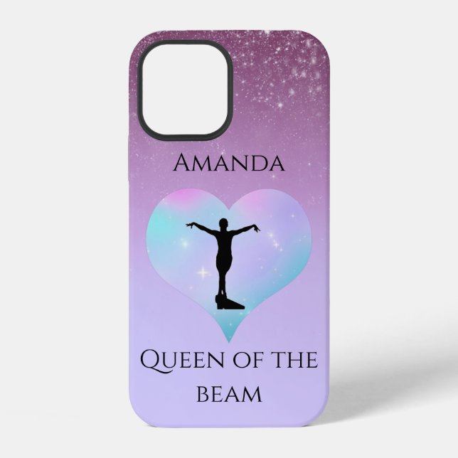 Pink Queen Of The Beam Gymnastics Personalised iPhone Case (Back)