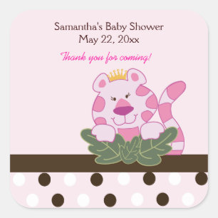 Pink Queen of the Jungle SQUARE Favour Sticker