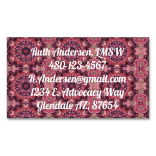 Pink Quilt Magnetic Business Card