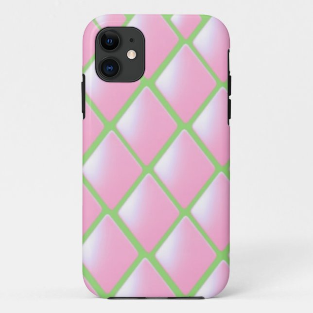 Pink Quilted Diamond Pattern Case-Mate iPhone Case (Back)