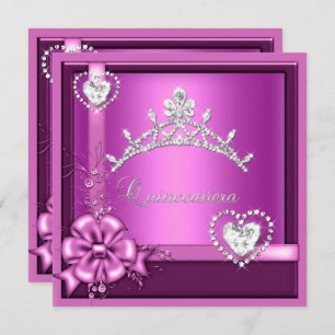 Pink Quinceanera 15th Birthday Party Silver Invitation