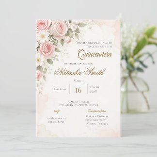 Pink Quinceanera Invitation