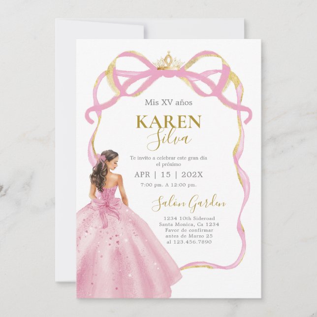 Pink Quinceanera Invitation (Front)