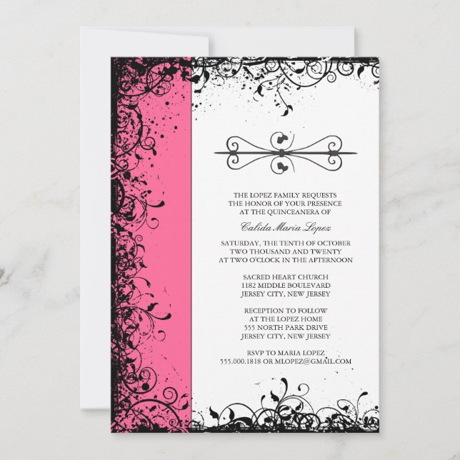 Pink Quinceanera Invitations (Front)