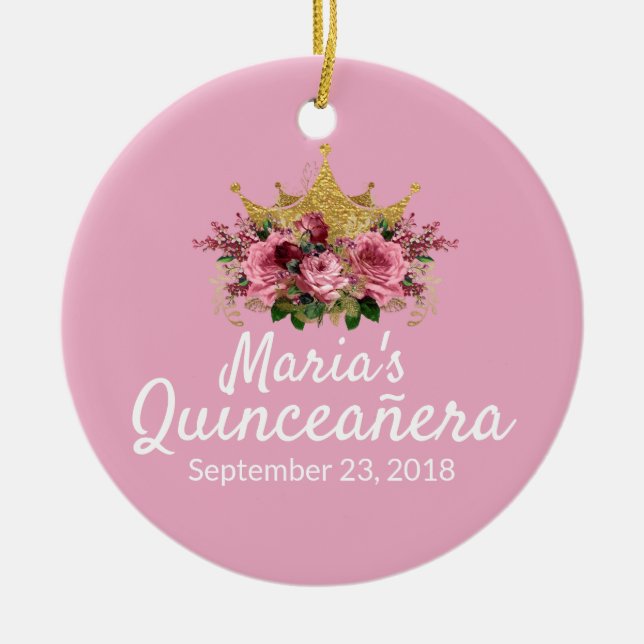 Pink Quinceañera Keepsake Ornament (Front)