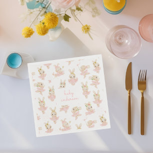 Pink Rabbit Ballerina Tutu Baby Shower Napkin