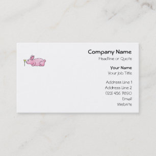 Pink Rabbit with Flower. Business Card