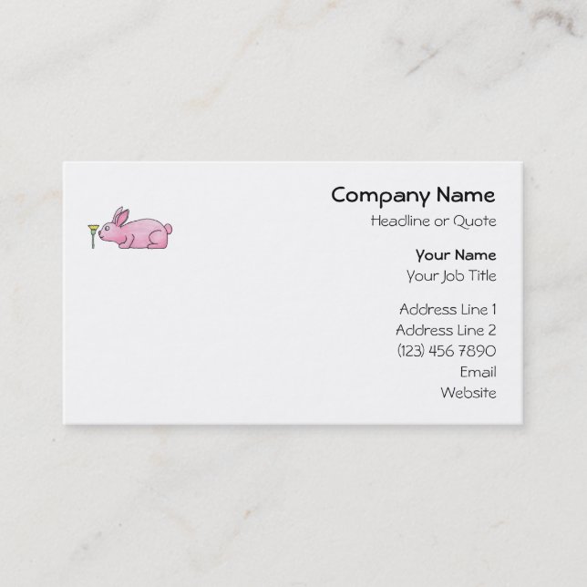 Pink Rabbit with Flower. Business Card (Front)