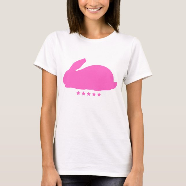 Pink Rabbit with Stars  T-Shirt (Front)