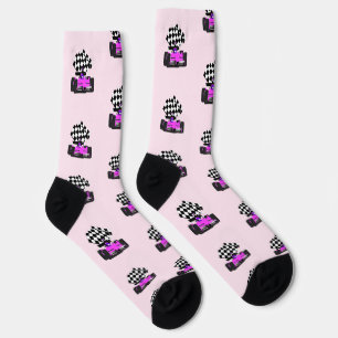 Pink Race Car - Checkered Flag Sports Socks