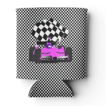 Pink Race Car with Chequered Flag