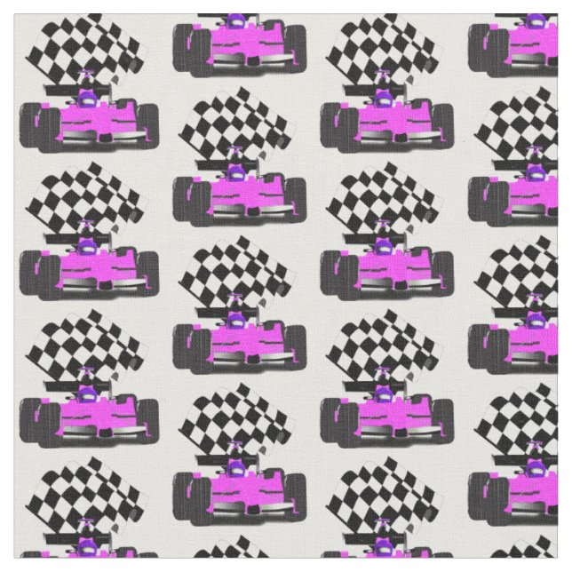 Pink Race Car with Chequered Flag Fabric (Close Up)
