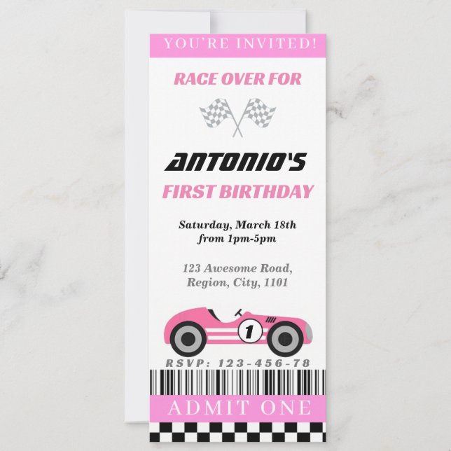 Pink Race Invitation (Front)