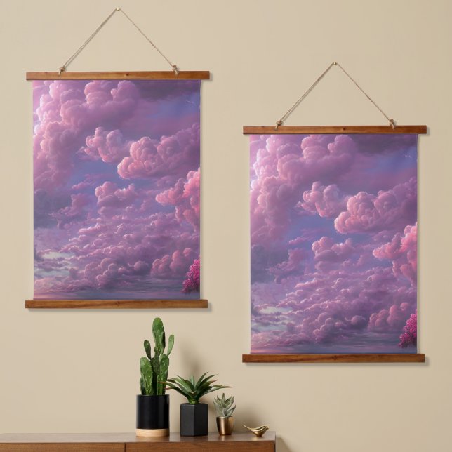 Pink Radiant Clouds Hanging Tapestry (Asymmetrical)