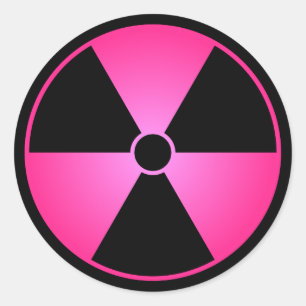 Pink Radiation Symbol Classic Round Sticker