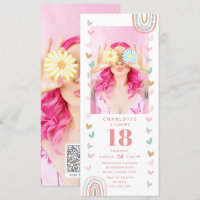 Pink Rainbow 18th Modern Photo Birthday Party