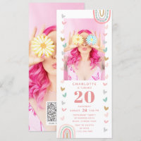 Pink Rainbow 20th Modern Photo Birthday Party