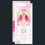 Pink Rainbow 21st Modern Photo Birthday Party Invitation<br><div class="desc">Pink Rainbow 21st Twenty One Modern Photo Birthday Party Invitations features a unique girly twenty first birthday party invitation. Perfect to invite family and friends to your celebration. Download and send these to your guests or have them printed to mail out or both. Cute, modern and trendy with pink text...</div>