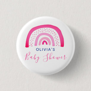 Pink Rainbow Baby Shower 3 Cm Round Badge