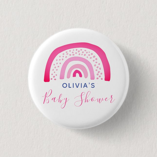 Pink Rainbow Baby Shower 3 Cm Round Badge (Front)