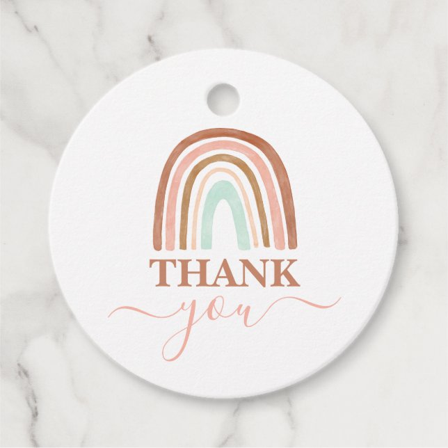 Pink Rainbow Baby Shower Favour Tags (Front)