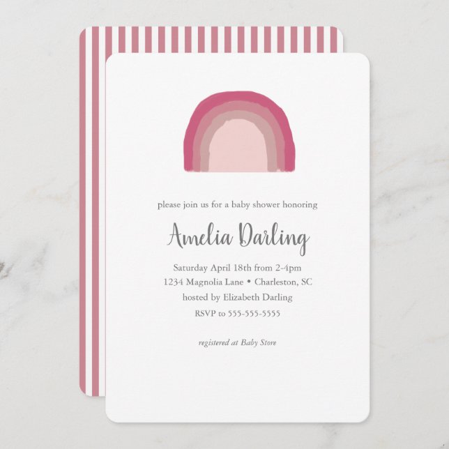 Pink Rainbow Baby Shower Invitation (Front/Back)