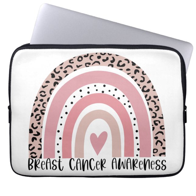 Pink Rainbow Breast Cancer Awareness Laptop Sleeve (Front)