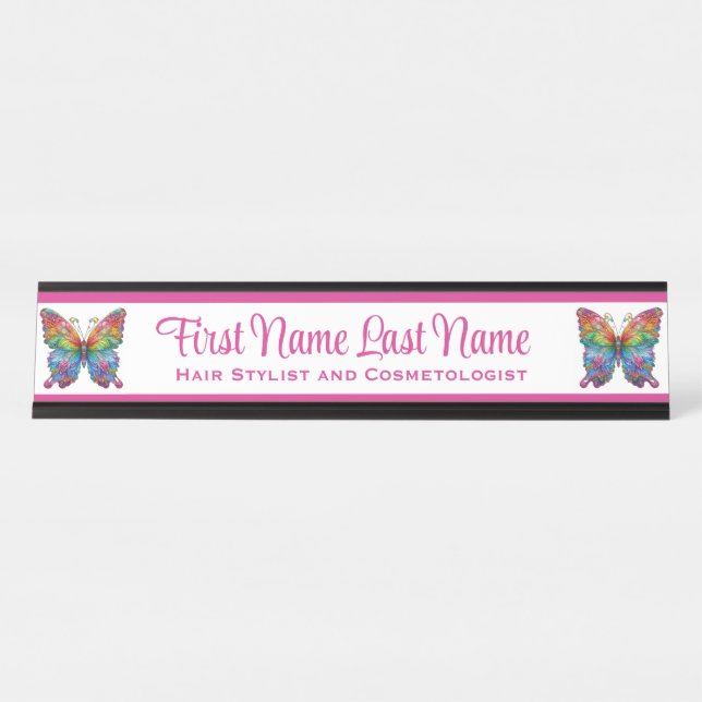 Pink Rainbow Butterfly Station Name Plate (Front)