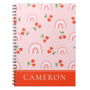 Pink Rainbow Cherry Pattern Notebook