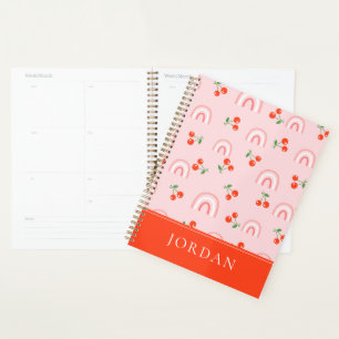 Pink Rainbow Cherry Pattern Planner