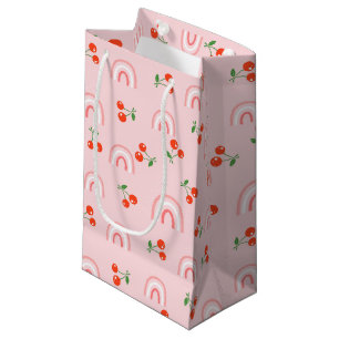 Pink Rainbow Cherry Pattern Small Gift Bag
