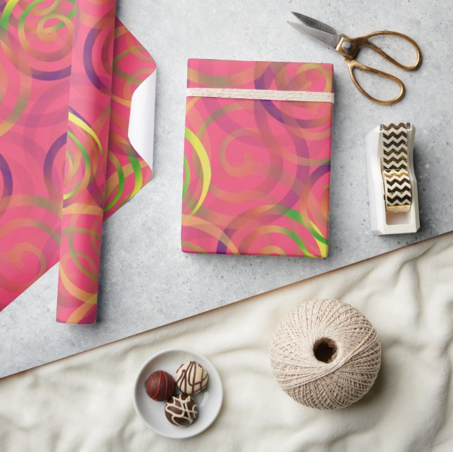Pink Rainbow Christmas Pattern Wrapping Paper (Crafts)