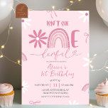 Pink Rainbow Daisy Coquette Girl 1st Birthday invi Invitation<br><div class="desc">Pink Rainbow Daisy Coquette Girl 1st Birthday invitation,  Isn't She Onederful First Birthday Invite,  Editable Kids Birthday Party</div>