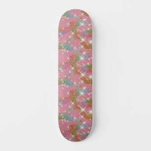 Pink Rainbow Faux Glitter Sparkle Pattern Skateboard