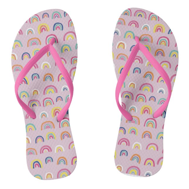 Pink Rainbow Flip Flops (Footbed)