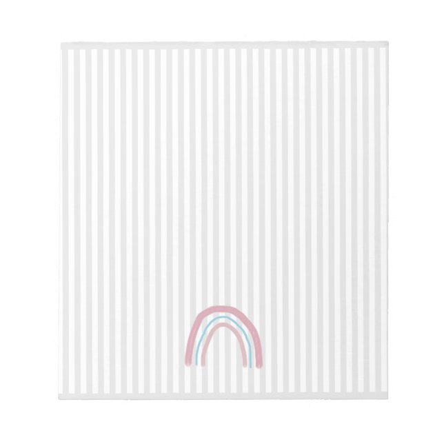 Pink Rainbow Grey Stripe Notepad (Front)