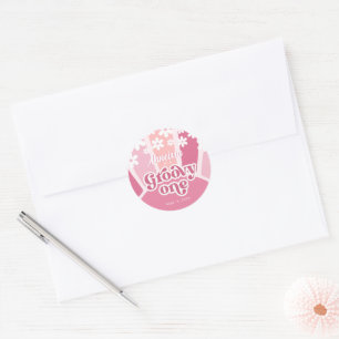 Pink Rainbow Groovy One Retro Daisy First Birthday Classic Round Sticker