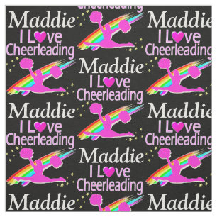 PINK RAINBOW I LOVE CHEERLEADING CUSTOMIZED FABRIC