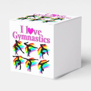 PINK RAINBOW I LOVE GYMNASTICS DESIGN FAVOUR BOX