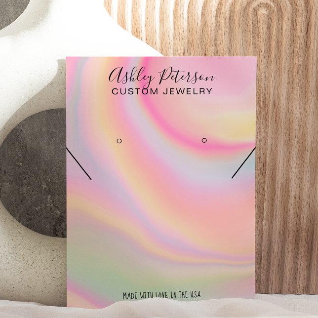 pink rainbow marble necklace earrings display (Creator Uploaded)