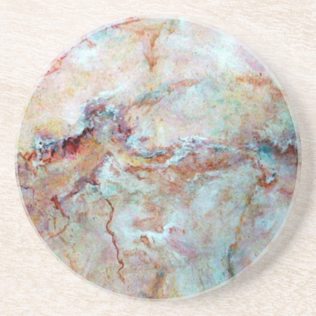 Pink rainbow marble stone finish coaster (Front)