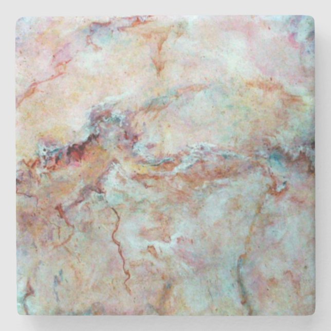 Pink rainbow marble stone finish coaster (Front)