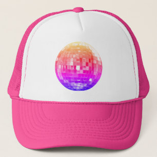 Pink Rainbow Metallic Disco Ball Trucker Hat