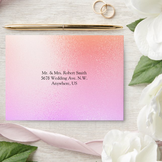 Pink Rainbow Metallic Elegant Modern Wedding Envelope (Wedding)
