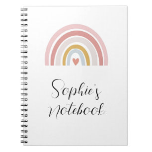 Pink Rainbow Notebook – Custom Name Back to School